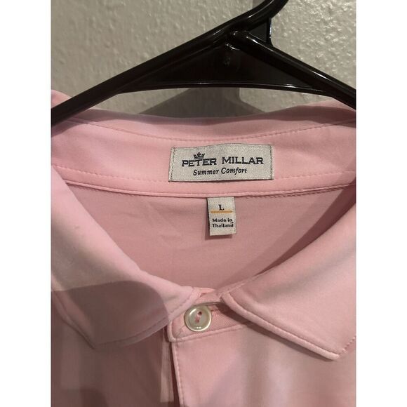 Peter Millar Mens Large Pink Summer Comfort Polo Shirt - Picture 4 of 6